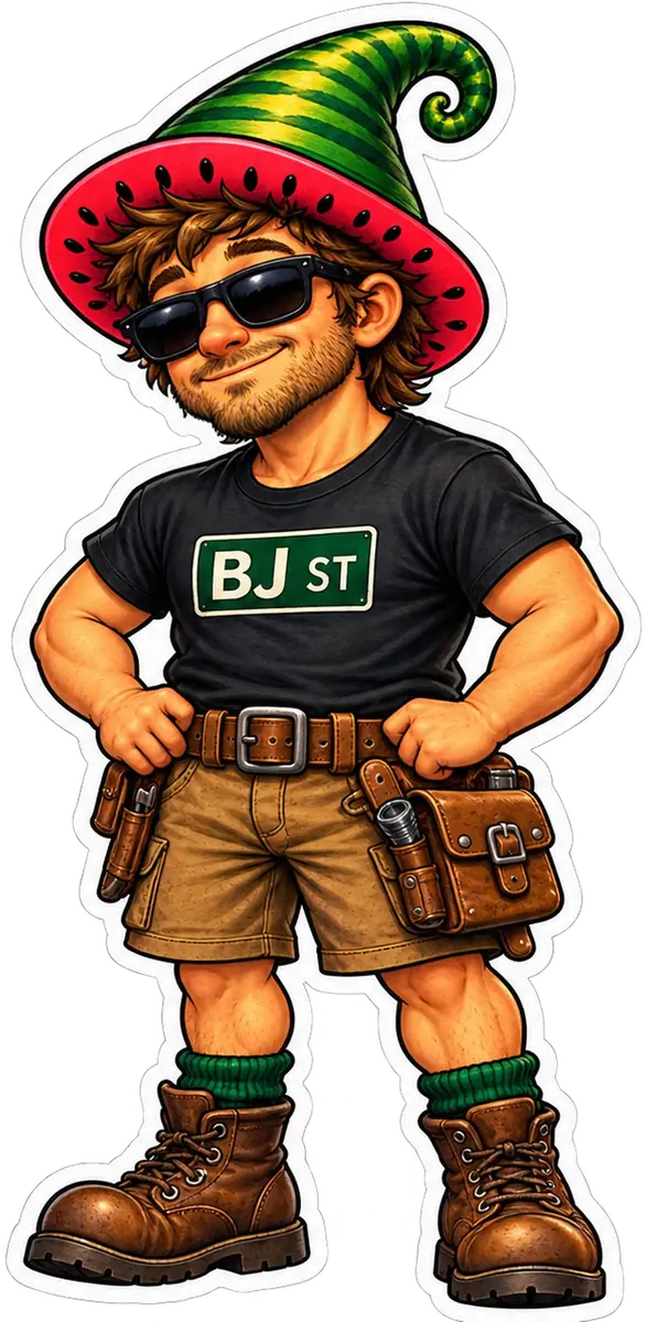 Biff J. Wellington in his watermelon hat sticker