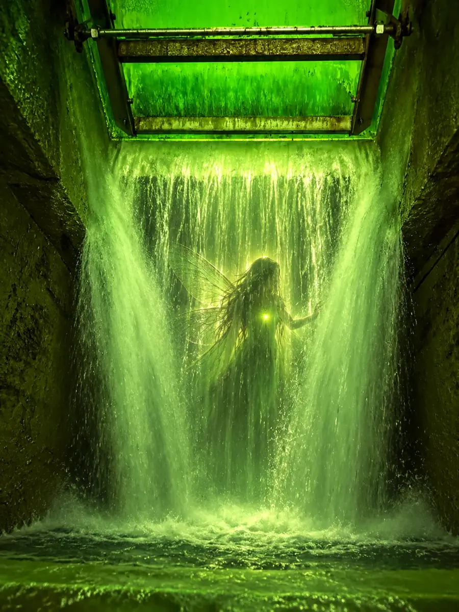 A glimpse of Hope behind falling water