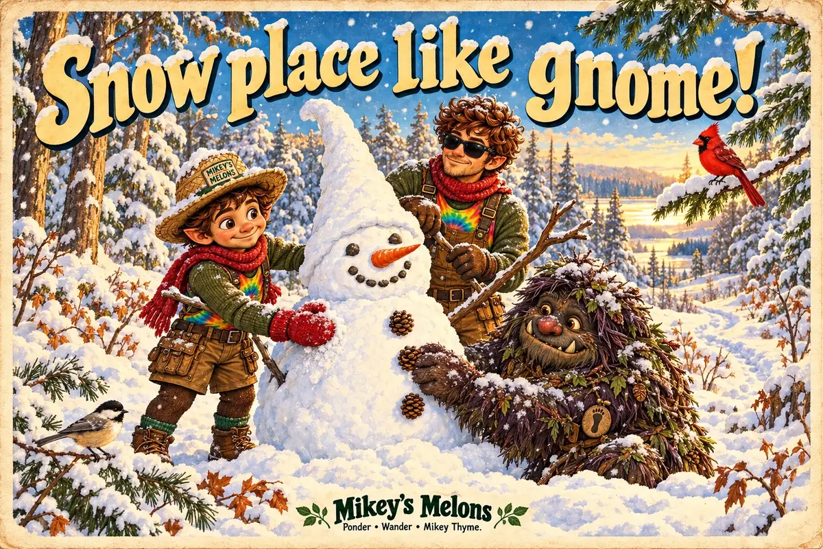 Mikey, Biff and Rumpy build a snow gnome together